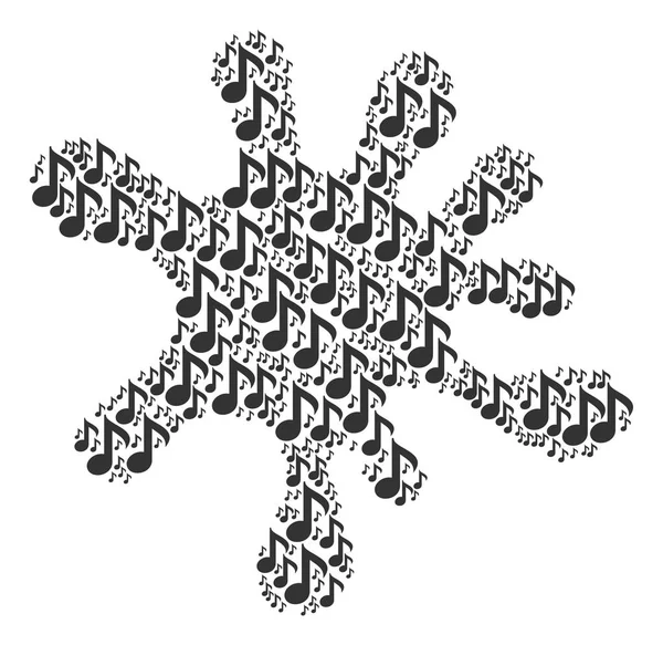 Composición de salpicaduras de iconos de notas musicales — Vector de stock