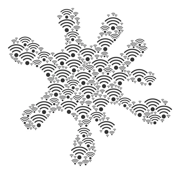 Blot Mosaic ของไอคอนแหล่งสัญญาณ Wi-Fi — ภาพเวกเตอร์สต็อก