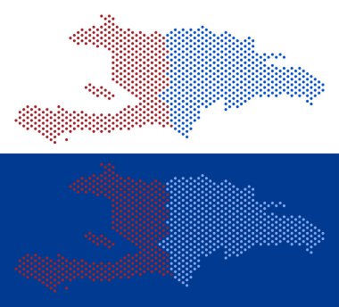 Noktalı Haiti ve Dominik Cumhuriyeti Haritası