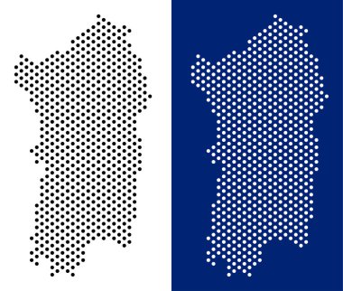 Noktalı İtalyan Sardunya Adası Haritası