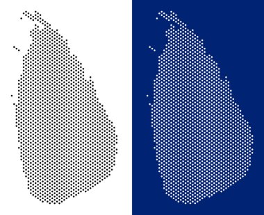 Noktalı Sri Lanka ada Haritası