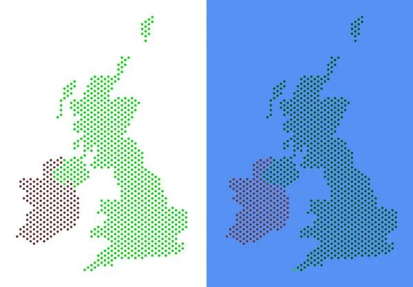 Kropkowane Wielkiej Brytanii i Irlandii mapę — Wektor stockowy