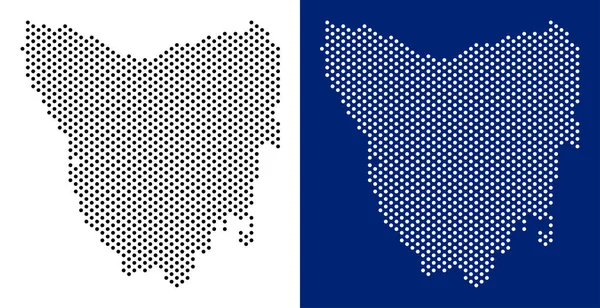 Mappa punteggiata dell'isola della Tasmania — Vettoriale Stock