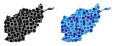 Mavi varyant ile noktalı Afganistan harita