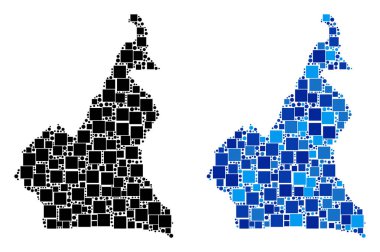 Mavi varyant ile noktalı Afrika Kamerun Haritası