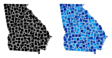 Blue Version ile noktalı Amerikan devlet Gürcistan harita