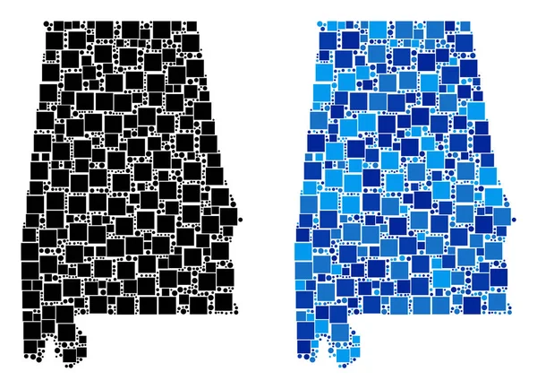 Mavi varyant ile noktalı Alabama Eyalet harita
