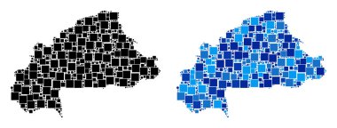 Mavi varyant ile nokta Burkina Faso Haritası