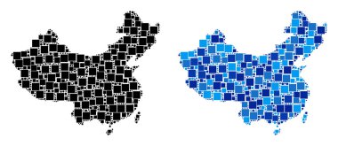 Nokta Çin harita ile mavi sürüm