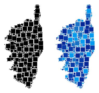 Blue Version ile noktalı Korsika Fransa ada Haritası