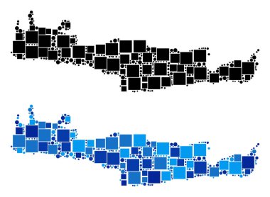 Mavi varyant ile noktalı Girit Adası Haritası