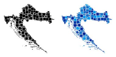 Mavi varyant ile noktalı Hırvatistan harita