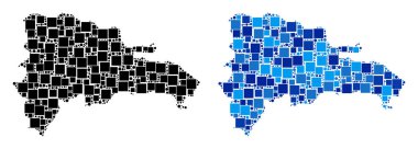 Mavi varyant ile noktalı Dominik Cumhuriyeti Haritası