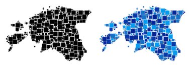 Mavi varyant ile noktalı Estonya Haritası