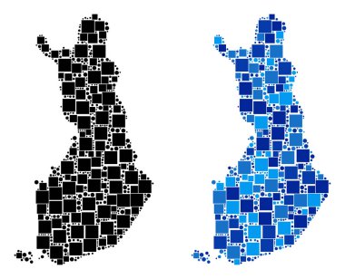 Mavi varyant ile noktalı Finlandiya Haritası