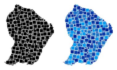 Mavi varyant ile noktalı Fransız Guyanası Haritası