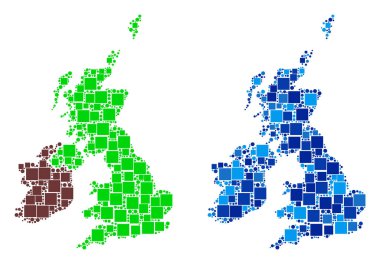 Büyük Britanya ve İrlanda harita mavi varyant ile nokta