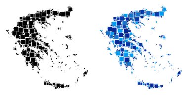 Mavi varyant ile noktalı Yunanistan Haritası