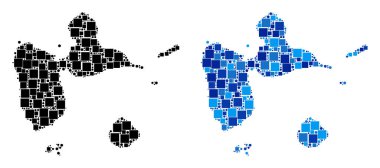 Blue Version ile noktalı Guadeloupe harita