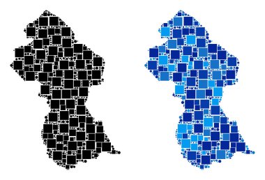 Mavi varyant ile noktalı Guyana Haritası