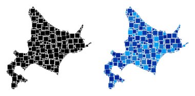 Mavi varyant ile nokta Hokkaido Adası Haritası