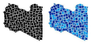 Blue Version ile noktalı Libya Haritası