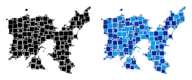 Blue Version ile noktalı Limnos Yunan Adası Haritası