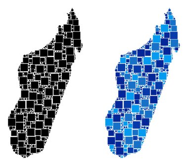Mavi varyant ile noktalı Madagaskar Adası Haritası