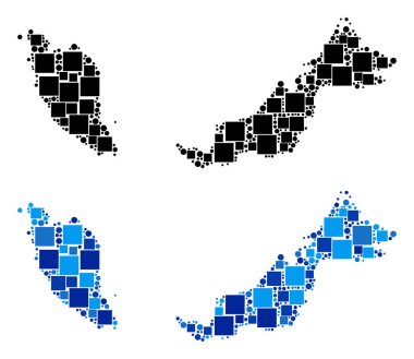 Blue Version ile noktalı Malezya harita