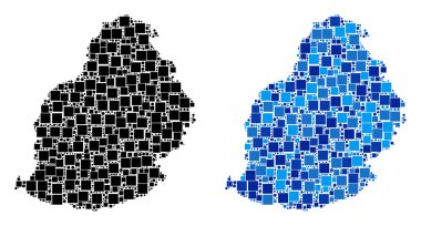 Blue Version ile noktalı Mauritius Adası Haritası