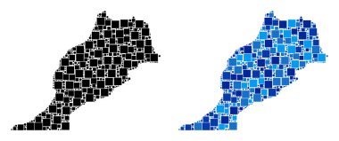 Mavi varyant ile noktalı Fas Haritası