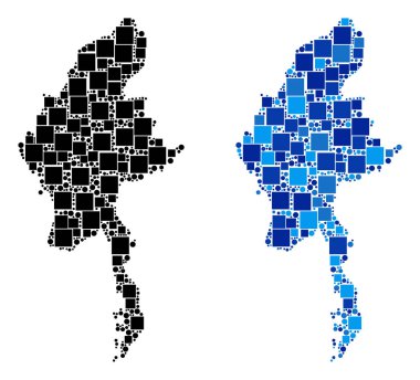 Mavi varyant ile nokta Myanmar Haritası