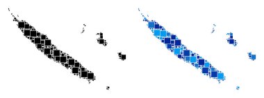 Mavi varyant ile noktalı Yeni Kaledonya Adaları harita