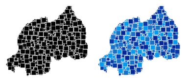 Mavi varyant ile nokta Ruanda Haritası