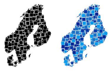 Mavi varyant ile noktalı Scandinavia harita