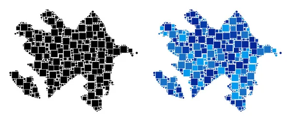 Mavi varyant ile noktalı Azerbaycan Haritası