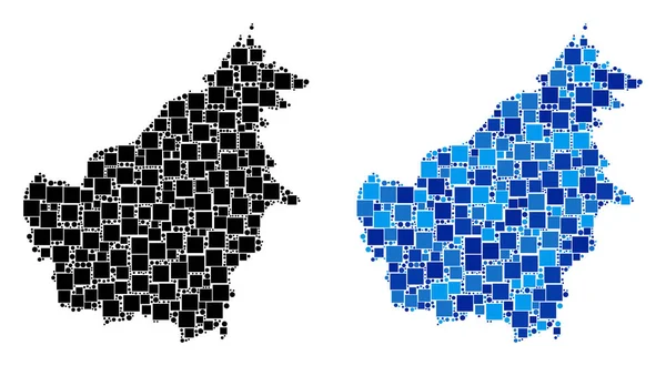 Mavi varyant ile noktalı Borneo Adası Haritası