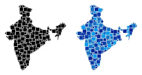 Tečkovaný Indie mapa s modrá verze — Stockový vektor