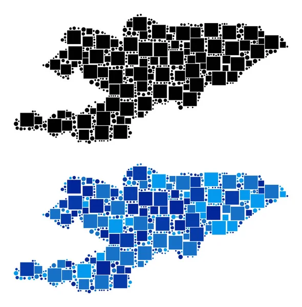 Mavi varyant ile noktalı Kırgızistan Haritası
