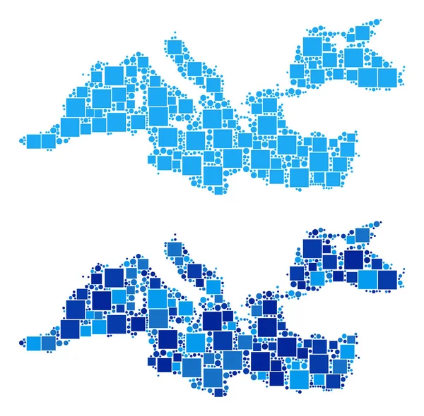 Mapa punteado del mar Mediterráneo con variante azul — Vector de stock