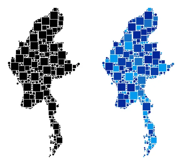 Mavi varyant ile nokta Myanmar Haritası