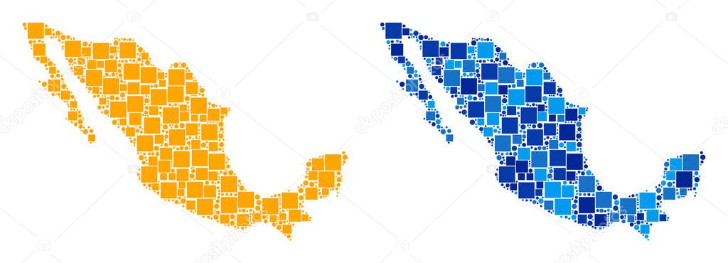 Dot Mexico Map with Blue Variant