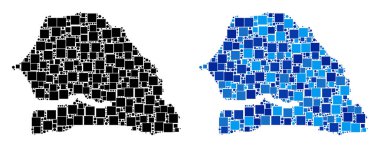 Mavi varyant ile noktalı Senegal harita