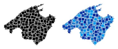 Blue Version ile noktalı İspanya Mallorca ada Haritası