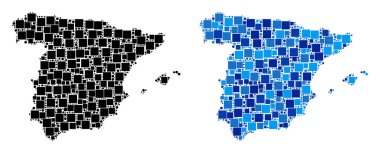 Mavi varyant ile noktalı İspanya harita