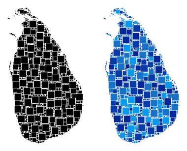 Blue Version nokta Sri Lanka Adası Haritası