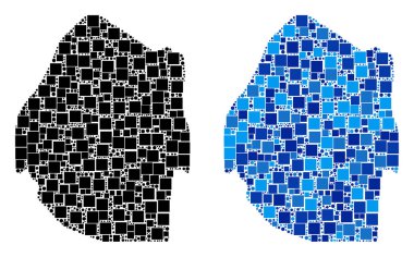 Mavi varyant ile noktalı Svaziland Haritası