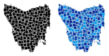 Blue Version ile noktalı Tazmanya Adası Haritası