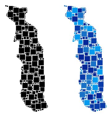Mavi varyant ile noktalı Togo Haritası