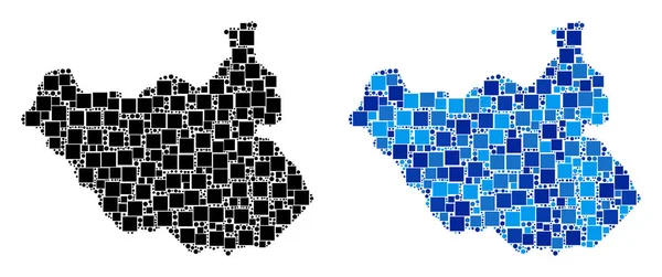 Dot Sydsudan karta med blå Variant — Stock vektor